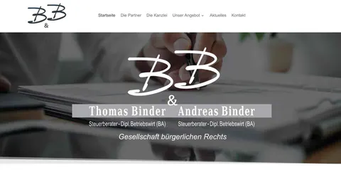 Kopfbereich der Website der Steuerberatung Binder